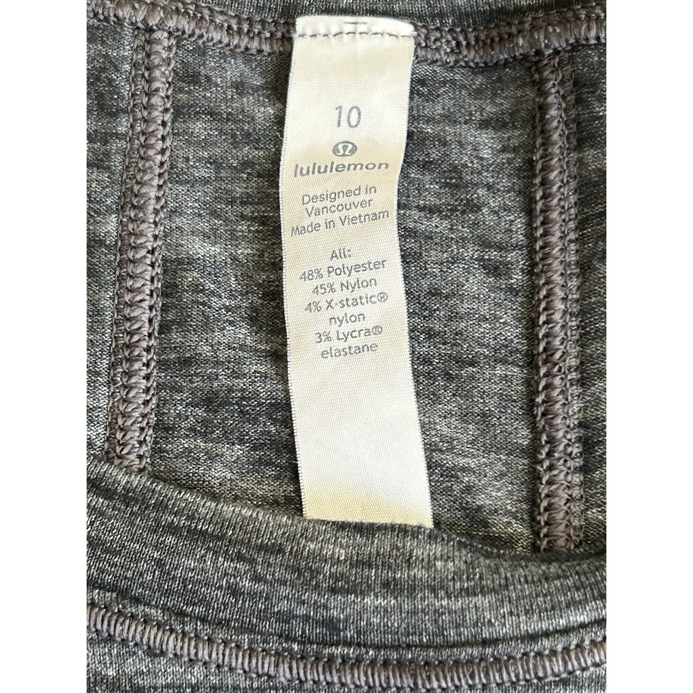 Lululemon Long Distance Short Sleeve Top 10 Heathered Black Run Tee EUC - Picture 7 of 7